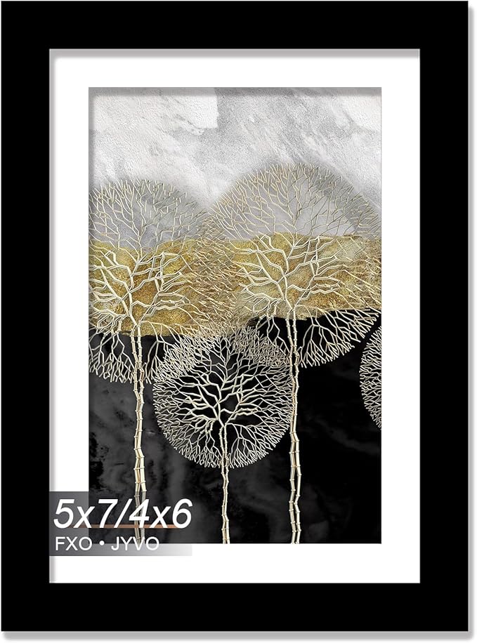 5x7 Picture Frame, Display Photo 4x6 with Mat or 5 x 7 Without Mat, Light Weight and High Transparent 5 by 7 Frame for Wall - 1 Pack/Black/5"x7"