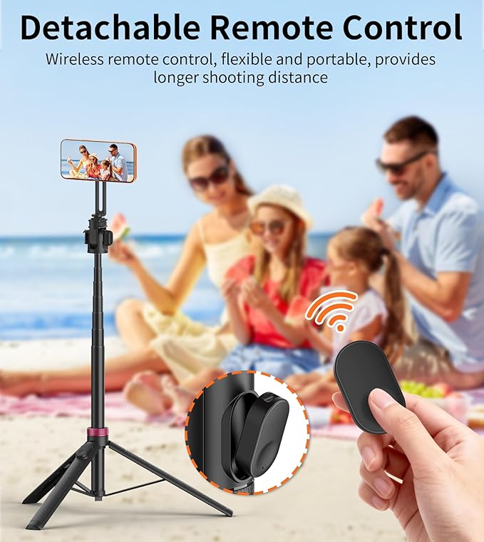 69" Magnetic Phone Tripod,Selfie Stick Monopod for Magsafe with Remote & Phone Holder,Portable Tripod for iPhone/Android,Portable Camera,Photo,Vlogging,Live Streaming,Travel
