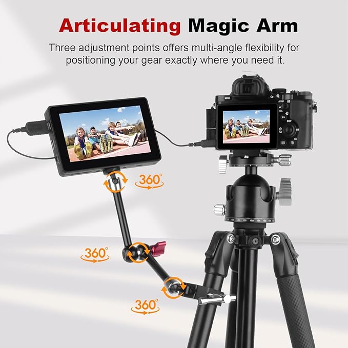 11" Articulating Magic Arm Clamp Mount, Magic Arm Camera Mount with Super Clamp, Magic Arm Crab Clamp for DSLR Action Camera Monitor Video Light, Max. Load 4.4lbs for Table & Tube (SY009)