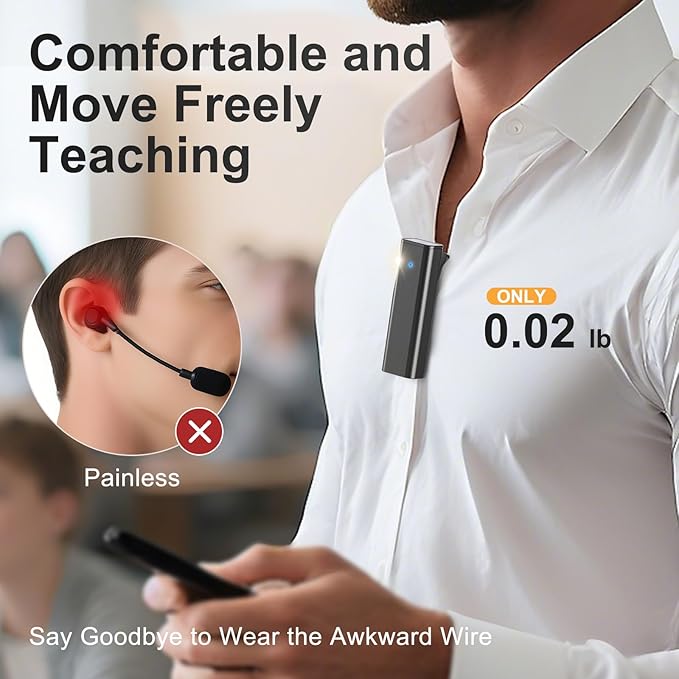 PRUNUS A10 Voice Amplifier Wireless with Laple Microphone Charging &Storage,Portable Voice Amplifier with Lavalier Mic Speaker,Mini Voice Amplifier for Teacher Classroom,Speech,Training Outdoor-Black