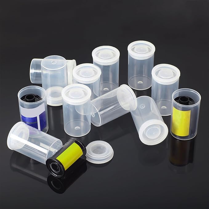 Quacc 12 PCS Clear Film Canisters with Lids, Film Canister Rocket Tube for Science Art Project, Empty Small Film Cans Sewing Storage Case Containers for Supplement Bead Fish Hook