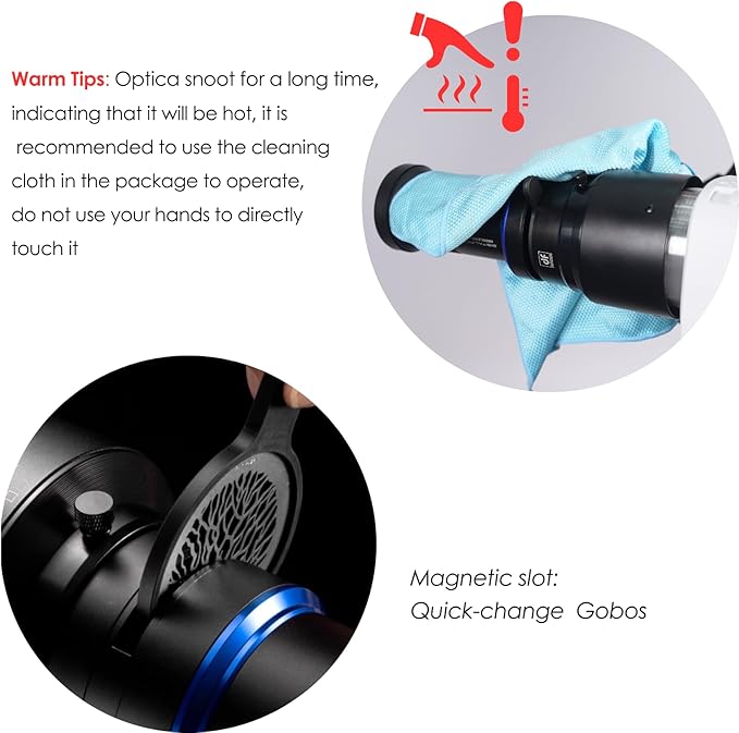 Bowens Mount Optical Snoot Photography for Amaran 150c,Spotlight Snoot Gobos kit for Monolight,Compatible with Aputure Amaran 100X/D 200D/X,150/300c,600x Pro,Godox SL60,5 Color Filters,31 Gobos