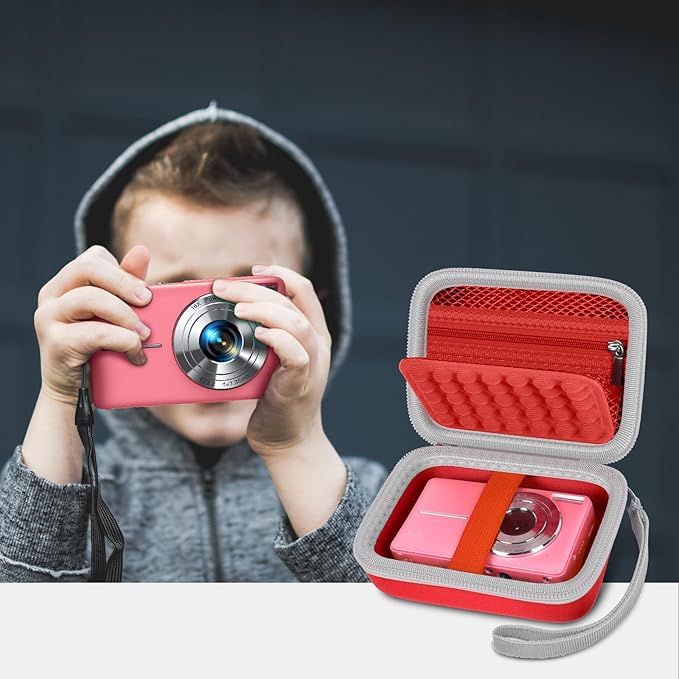 Digital Camera Case for CAMKORY/for Kodak Pixpro/for VAHOIALD/for Sony DSCW800 830/ for Canon PowerShot 180 190. Kids Vlogging Cameras Storage Holder for Accessories (Box Only)-Red