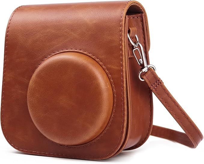 Camera Case Compatible with Fujifilm Instax Mini 11/9/8 Camera Bag，Protective Camera Pouch with Adjustable Shoulder Strap(Brown)
