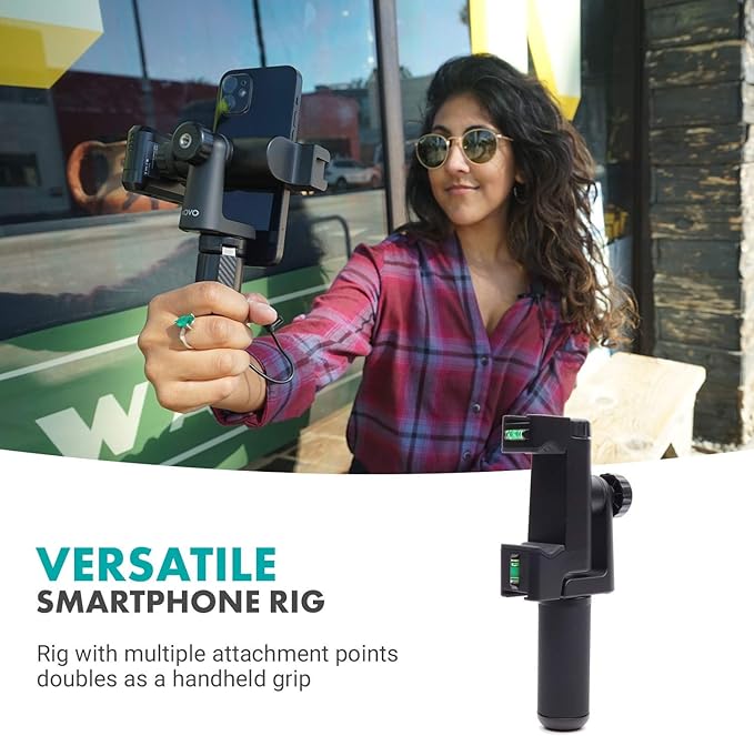 Movo P-3 Rotating Phone Tripod with Cold Shoe Mount for Light, Mic, or Grip - Compatible with iPhone, Samsung, Google, Android Phones