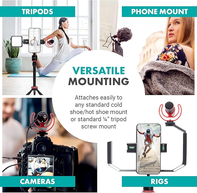 Movo SMVXR10RY Upgraded Rycote Lyre Shockmount for Shotgun Video Microphones 19mm to 22mm in Diameter. Shock Mount with Camera Shoe Mount VXR10, VXR10-PRO, and Similar On Camera Mics