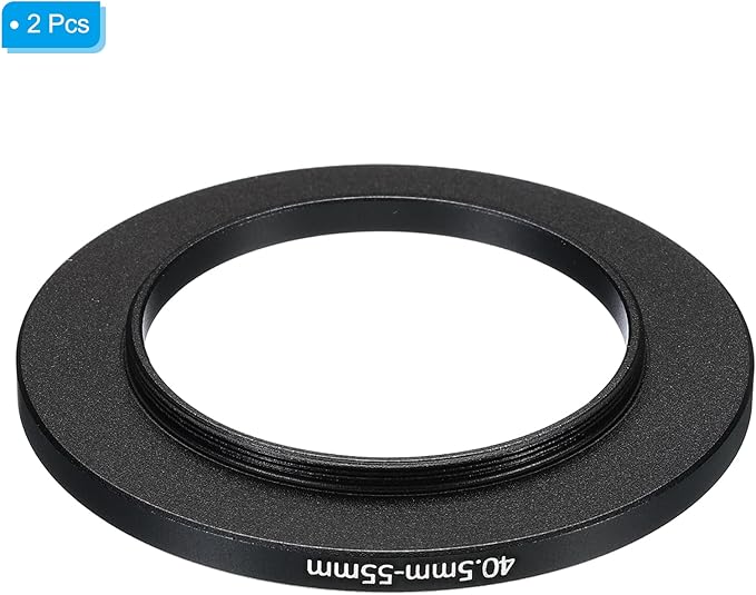 PATIKIL 40.5mm-55mm Metal Step Up Ring, 2 Pack Camera Lens Filter Adapter Ring Aluminum Filter Adapter Ring for Camera Lenses Hood, Black