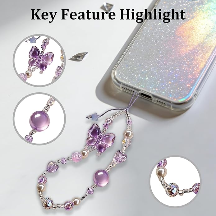 Beaded Camera Wrist Strap, Phone Wristlet Charm Lanyard, Cute Digital Camera Charm Lanyard,Strap Beaded Camera Chain for Phone Bag Keychain Accessories