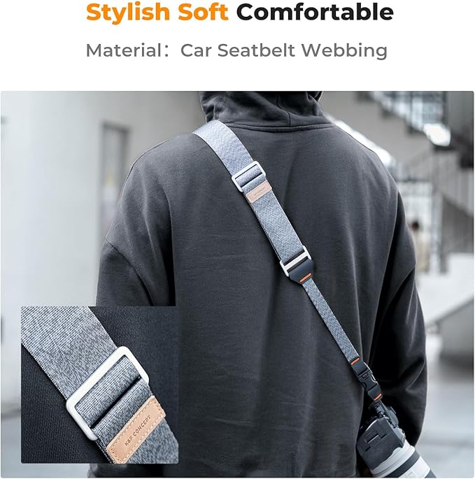 K&F CONCEPT 45mm Camera Neck Strap for Photographers Camera Strap Quick Release Clip Adjustable Sling Strap Compatible with Nikon Canon Sony Olympus DSLR Camera Silver