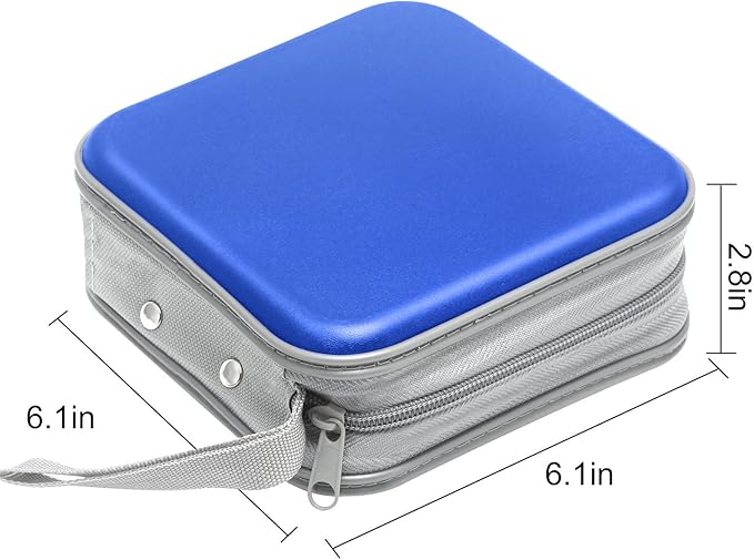 CD Case, 40 Capacity CD/DVD Case Holders Wallet Hard Plastic DVD Disc Cases Storage Binder for Car Home Office Travel (Blue)