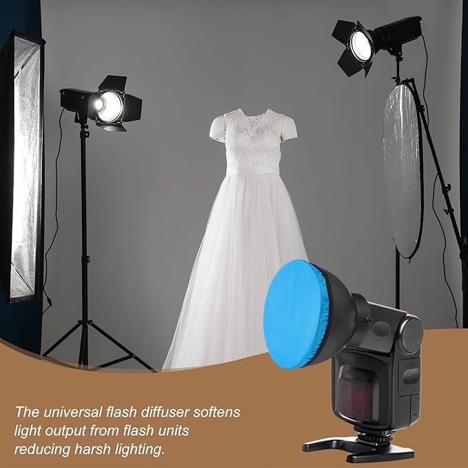 PATIKIL 7.1" x 7.1" Soft Mini Flash Diffuser Cap, 5 Pack Universal Elastic Flash Diffuser Cover for DSLR Camera Flashlight, Blue