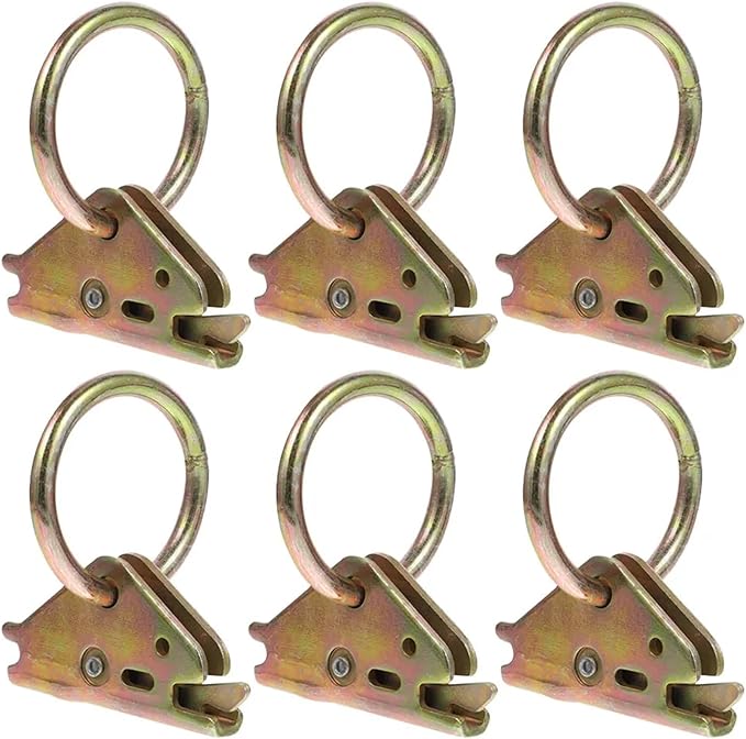 Cargo Steel E-Ring Tie Down Hooks 6PCS E Track Tie Down Hooks - Heavy Duty Cargo Anchors (Truck/Trailer) for E-Track Rail/Single System