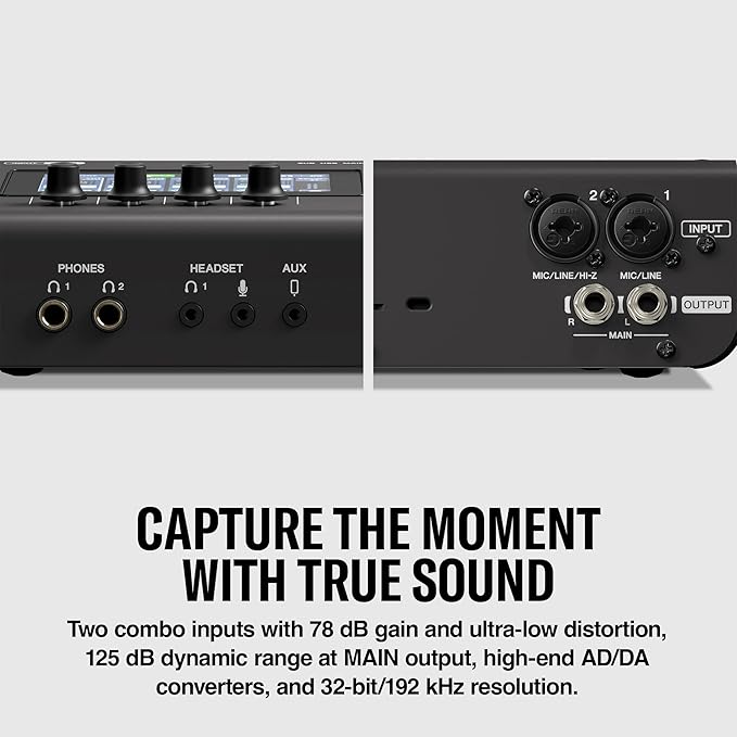 Yamaha URX22 4-In / 2-Out Dual USB-C Audio Interface With Touchscreen, Includes Cubase Al, WaveLab Cast, Basic FX Suite, and Steinberg Plus Software Bundle, Black URX22 B