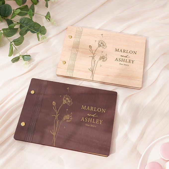 Personalized Wedding Scrapbook Album, Custom Wedding Photo Abum with Name and Date, Retro Style Diy Guest Book, Anniversary Birthday Engagement Memorial Gift