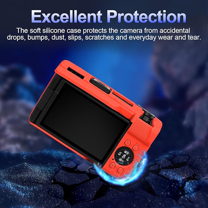 EASY HOOD V1 Case, Silicone Camera Cover with Removable Lens Cover, Soft Protector Lightweight Carrying Body Skin for Canon PowerShot V1 Digital Camera - Red