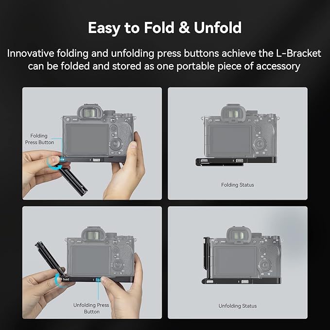 SmallRig Foldable L-Bracket for Sony Alpha 7 V/Alpha 7R V/Alpha 7 IV/Alpha 7S III, Foldable Side Plate for Arca, Quick Switch Between Horizontal and Vertical Shooting - 3984