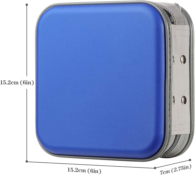 alavisxf xx CD Case, 48 Capacity Hard Plastic DVD Case Portable Zipper CD Case Holder Large Storage Disc Wallet Bag for Car Home Travel (Blue, 48 Capacity)