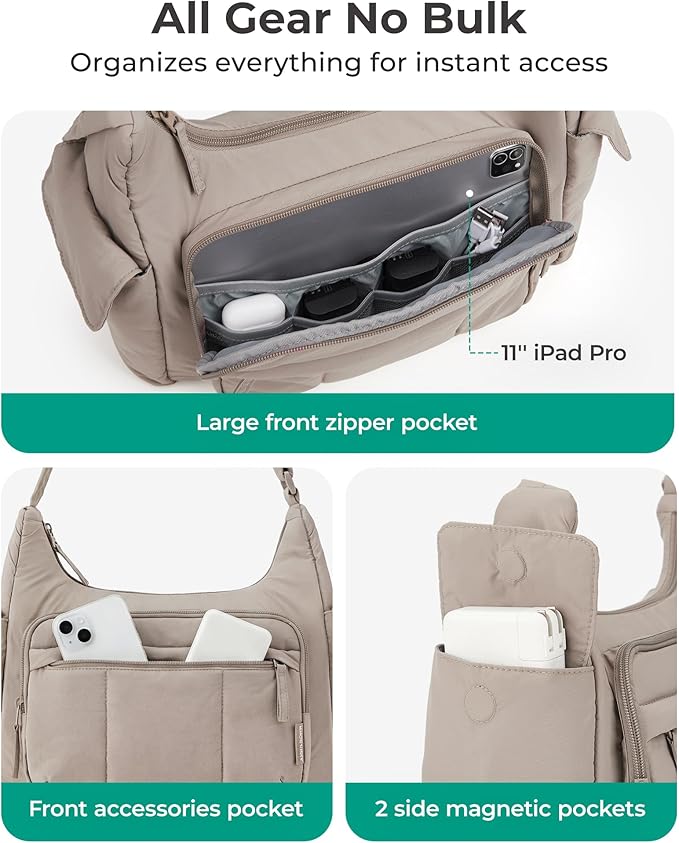 BAGSMART 2 in 1 Puffy Camera Sling Bag for Photographer, Everyday Shoulder Crossbody Bag with Pockets Digital Camera Case for DSLR/Mirrorless, Black