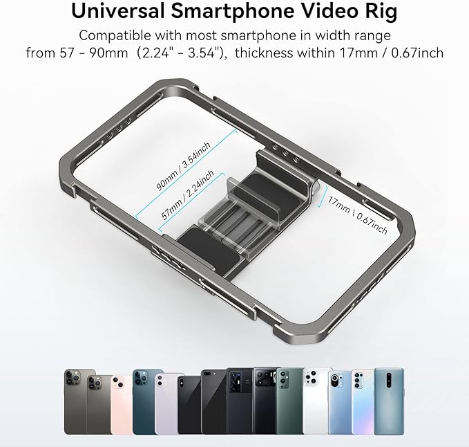 Bundle: SmallRig Universal Smartphone Video Rig for iPhone 16 15 14 for Samsung 2791+2-in-1 SSD Mount Bracket 4779
