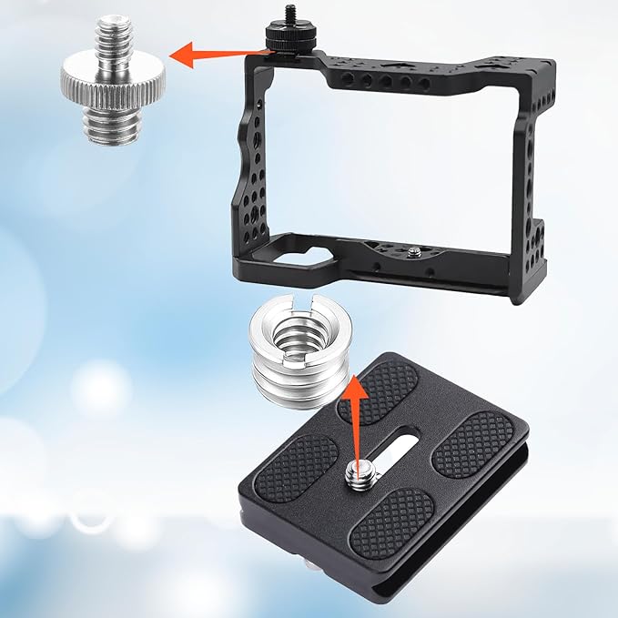 6 Pcs Tripod Adapter, 1/4 Inch to 3/8 Inch Tripod Adapter with 3/8 to 1/4 Mount Screws for Camera Monopod Light Stand Accessory Quick Release Plate