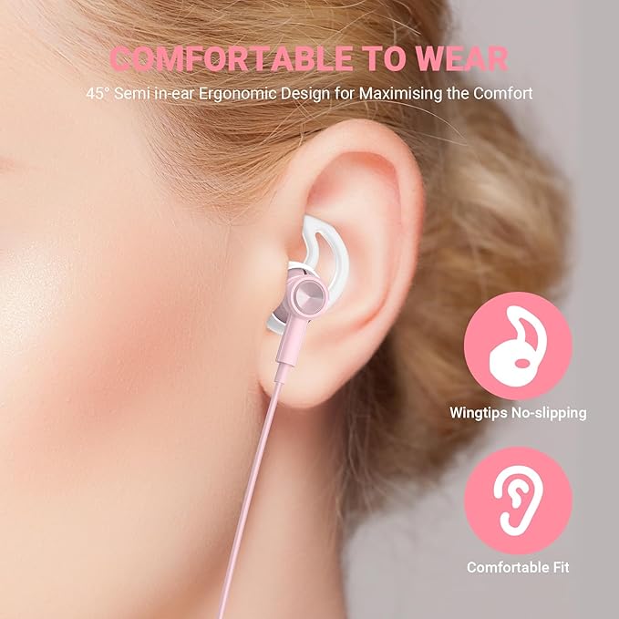 USB C Headphones for iPhone 17 Air 16 Pro Max 15, Type C Earphones with Microphone Magnet HiFi Stereo Wired Earbuds for Samsung Galaxy S26 S25 Ultra S24+ 23 A17 S21 S20 FE Flip 7 6 5/Pixel 10, Pink