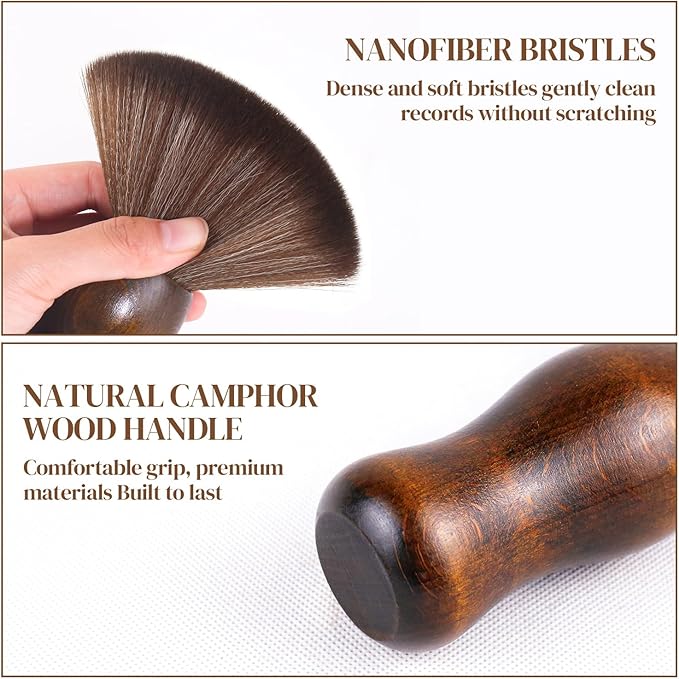 Vinyl Record Cleaning Brush - Anti Static Dust Wooden Vinyl Cleaner Brush - Record Player Accessories