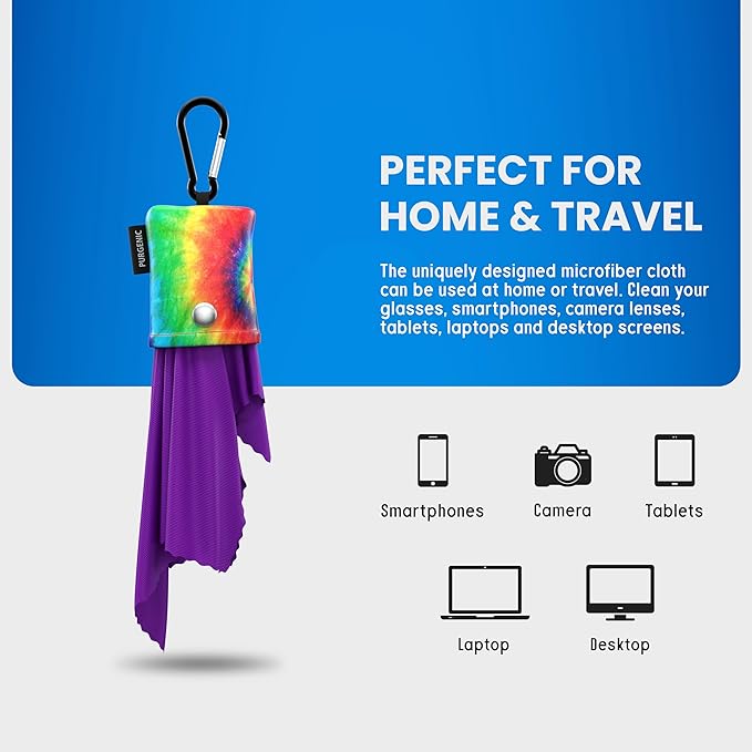 Microfiber Cloth & Glasses Wipes (1 Pack) Lens & Glasses Cleaning Cloth - Eyeglass Cleaner - Camera Lenses & Gadget Delicate Screens - Tie Dye