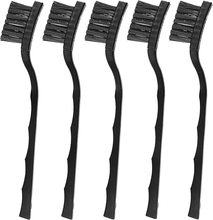 WAFJAMF 3 x 0.5cm Three Row Plastic Handle Anti Static Brushes Black Scraping Brushes 5 Pcs
