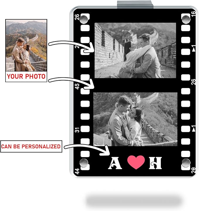 KNOTBOO Valentine Gift for Him – Personalized Car Visor Photo Clip, Custom Couple Picture Holder – Cute Car Charm and Visor Accessory