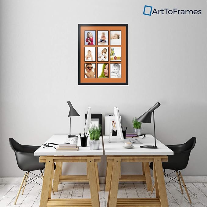 Art to Frames Double-Multimat-1049-712/89-FRBW26079 Collage Photo Frame Double Mat with 9-6x8 Openings and Satin Black Frame