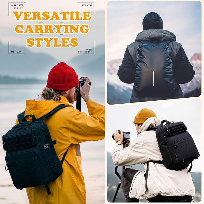 HAMBOLY Professional Camera Bag Backpack, Large Waterproof Photography Bag Case for DSLR/SLR/Mirrorless Camera with Tripod Holder/15.6’’ Laptop Compartment/Rain Cover