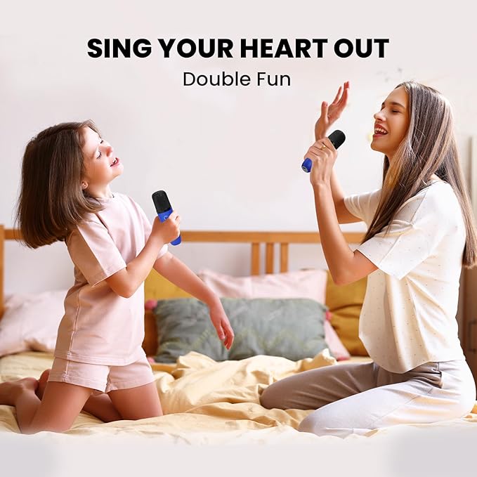 Mini Karaoke Machine for Kids, 2026 TOP Toys Birthday Gifts Ideas for Girls Ages 4, 5, 6, 7, 8, 9, 10, 12+ Years Old, Portable MP3 Player with 2 Wireless Mics for Family Home Party