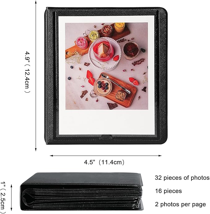 iFreak Polaroid Photo Album Book Fits For Fujifilm Instax Wide Square Picture Album, Holds Square Instant Square SQ1 SQ6 SQ10 SQ20 Camera Film Polaroid 600 i Type 3.5x4.25 inch Film (Black)