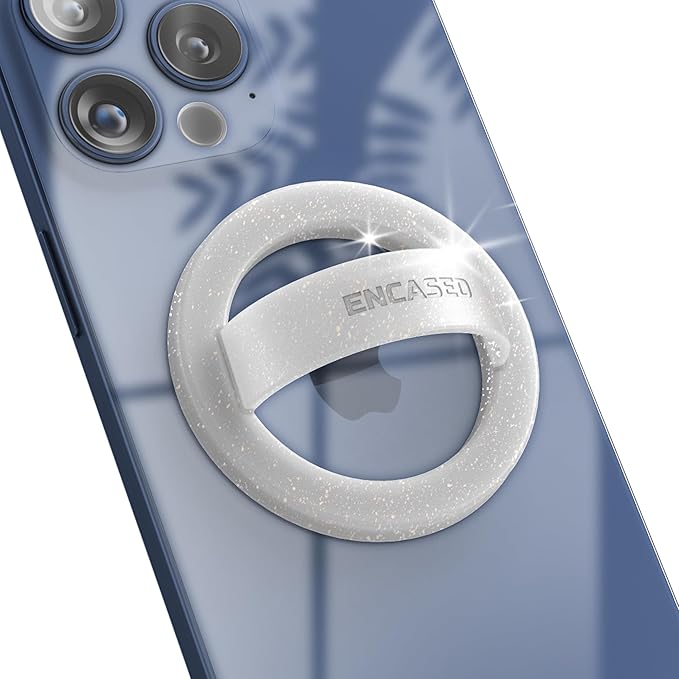 Encased Magnetic Phone Grip Holder (Compatible with MagSafe) Thin Silicone Finger Loop Ring for iPhone (Glitter)