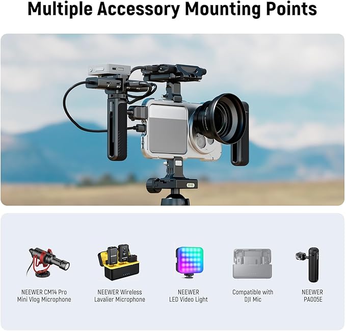 NEEWER 15 Ultra Cage, Quick Release Video Rig Case Phone Stabilizer Holder Compatible with Xiaomi 15 Ultra with 67mm Filter Adapter & 17mm Lens Backplate for Video Recording Filming, PA091 Silver