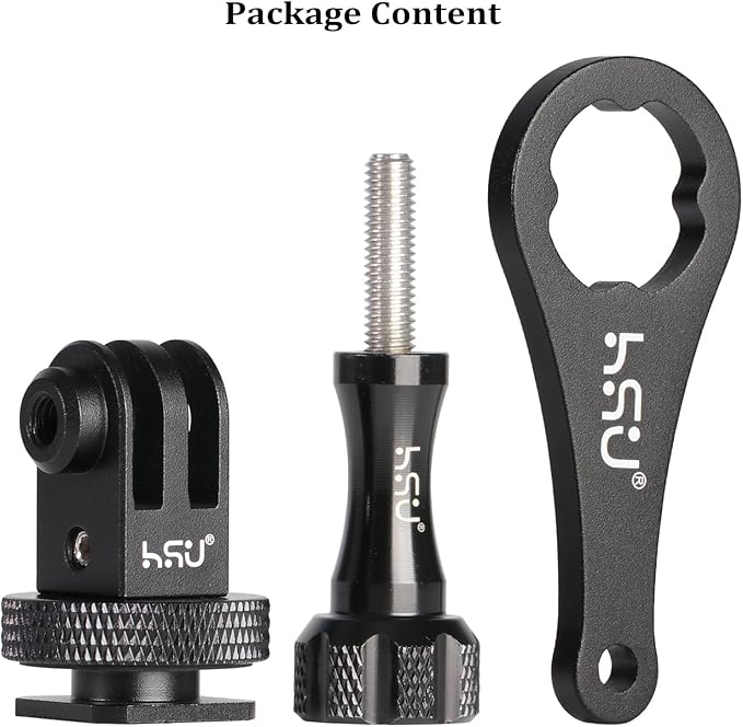 HSU Aluminum Cold Shoe Mount Adapter, 1/4-20 screw hole Tripod Mount Adapter for GoPro Hero 13/12/11/10/9/8/7/6, DJI Osmo Action AKASO, Applicable for Tripod Selfie Stick Monopod and DSLR Camera Flash