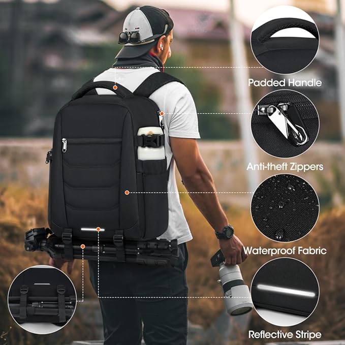 SDYSM Camera Bag Backpack Professional for DSLR SLR Mirrorless Camera Waterproof Laptop Back Pack 14 Inch with Rain Cover Anti Theft Travel Case Large Capacity Photography Backpack Black | Professional, for DSLR, SLR, Mirrorless Camera, Waterproof, Lap...