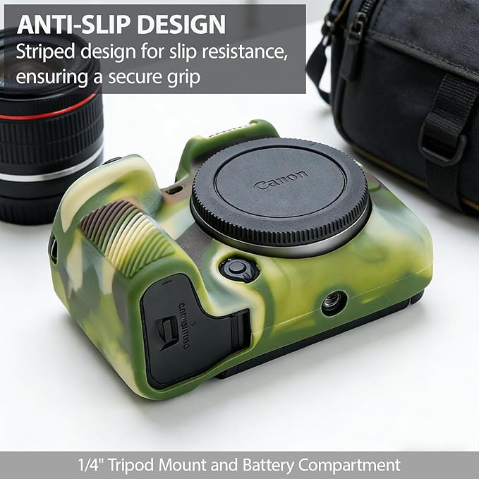 Frevyve Case for Canon EOS R10 Mirrorless Camera, Skin, Anti-Scratch, Lightweight Sleeve, Soft Silicone Rubber Protective Case Cover for Canon EOS R10 Accessories (Camouflage)