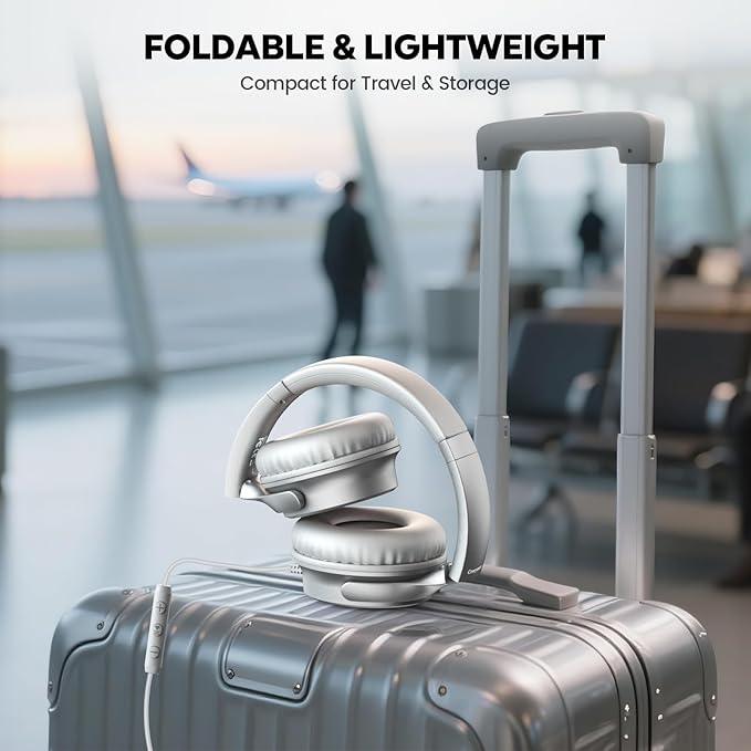 USB C Headphones Wired, Over Ear USB C Wired Headphones with Microphone, Volume Control, HD Stereo Sound, Foldable USB Type C Headphone for Adult/Teens/Laptop/Computer/iPhone 15/16/17, Sliver