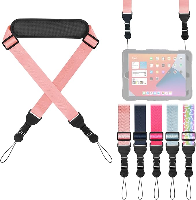 Universal Shoulder Strap, Neoprene Padded Bag Strap with Double Adjustable Buckles, Comfortable Neck Lanyard for Camera, Cellphone Tablet,iPad, Laptop, Binocular, Luggage Bag(Peach Pink)