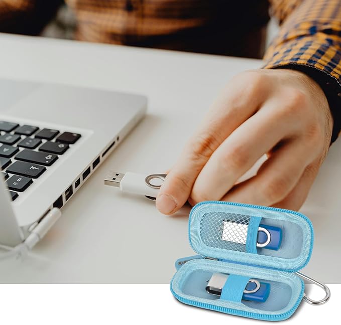 USB Flash Drive Case, SD Card Holder Compatible with Thumb Drive, Memory Cards, SDXC SDHC Storage Bag, Electronic Accessories Organizer for SanDisk for Samsung for Inland (Light Blue)