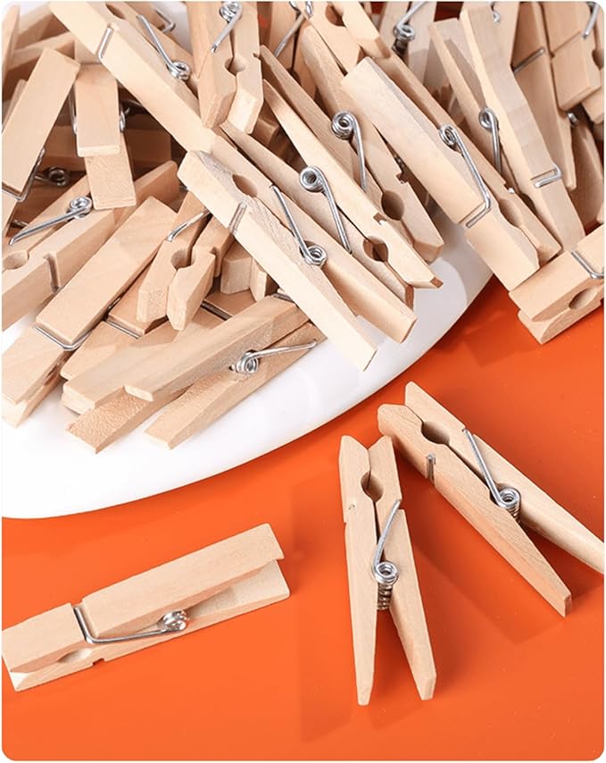 1.9 Inch Wooden Clothespins – 50 Pack Heavy-Duty Clothes Pins for Laundry, Crafts & Photos – Natural Wood Clips for Hanging, Clothesline & DIY Projects