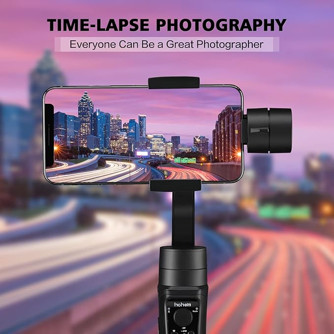 hohem 3-Axis Gimbal Stabilizer for iPhone 13 12 11 PRO X XR XS Smartphone with 3D Inception Sport Mode Object Face Tracking Motion Time-Lapse Quick Balance Handheld Gimbal for Vlog Youtuber Live Video