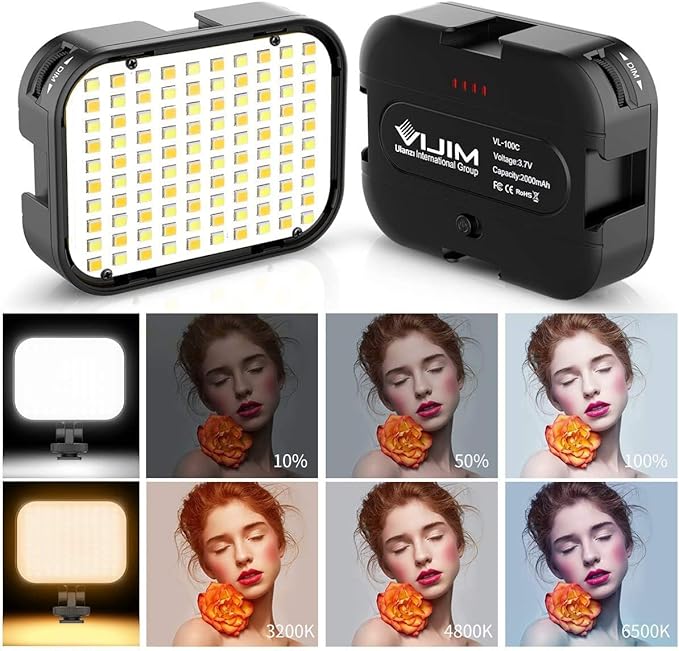2 Pack VIJIM VL100C Bi-Color LED Video Light on Camera,Mini Rechargeable 2000mAh LED Camera Lights,CRI95+ Dimmable 2500-6500K Ultra Bright Photo and Video Lighting,LED Fill Lamp