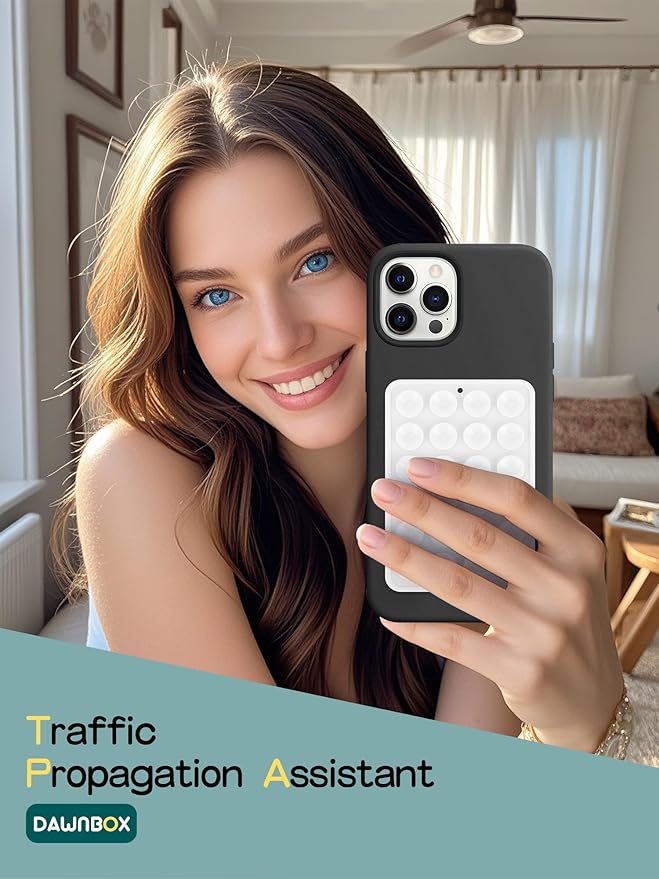 Silicone Suction Phone Case Mount, Non Slip Sticky Grip, Silicon Adhesive Suction Cup Mount, Strong Grip Holder for Selfies and Videos, White 2 Pack