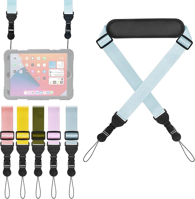 Universal Shoulder Strap, Neoprene Padded Bag Strap with Double Adjustable Buckles, Comfortable Neck Lanyard for Camera, Cellphone Tablet,iPad, Laptop, Binocular, Luggage Bag(Blue)
