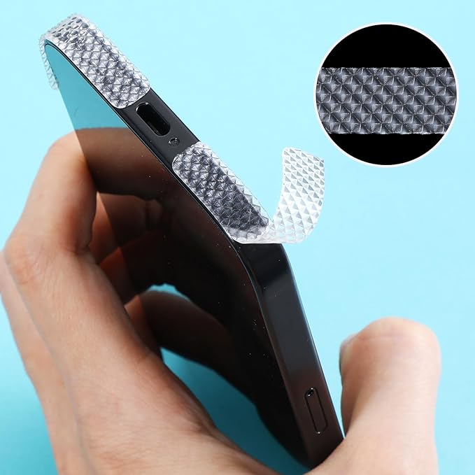 20pcs Grip Stickers for Phone Cell Phone Grip Tape Rubber Non Slip Side Sticker Adhesive Grippy Bumper Frame Stickers Finger Decal Waterproof Pre-Cut Non Slip Kit for Cell Phone Cases, Handles, Tools