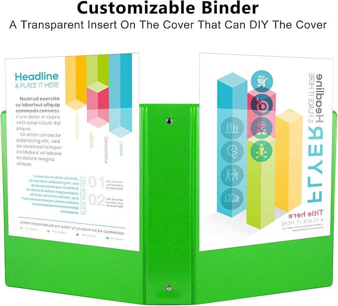 CIXILDTS 1.5-inch Round Ring Binder, Durable 1-1/2" 3 Ring Binder Fit Letter Size Paper, Assorted, 6-Pack