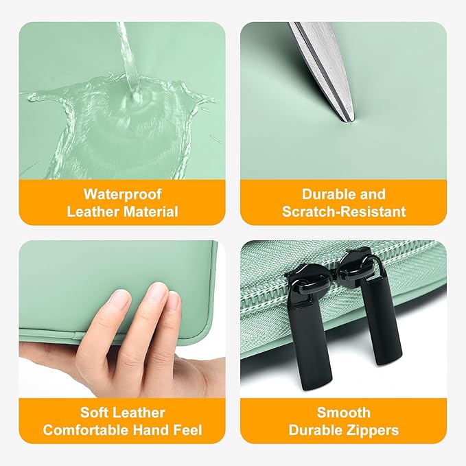 Leather Cord Organizer Travel Waterproof Travel Cable Organizer Bag Portable Tech Organizer Travel Case for Charger Electronic Accessories (Light Green, Single Layer-Large)