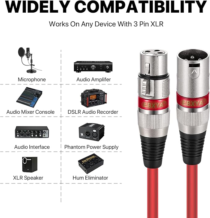 EBXYA XLR Cable 25 Feet 4 Color Packs for Microphone Audio Mixer- XLR Male to Female 3 Pins Balanced Stage Patch Cable